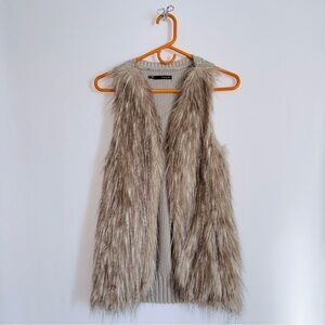 Cream Faux Fur & Knit Vest with Pockets Coastal Cowgirl 🤠